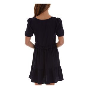 BCX Womens Ruffled Textured Pouf Square Neck Short Shift Dress